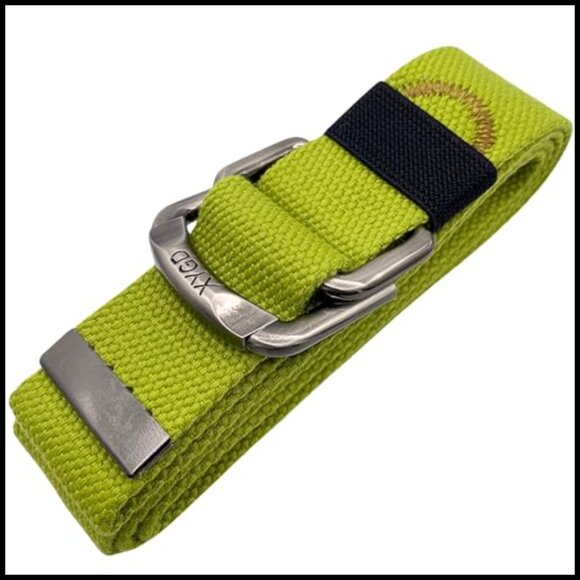 Double D-Ring Metal Buckle Canvas Web Belt, Adjustable 53 inch main image 2